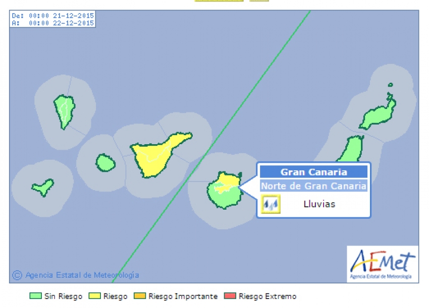 Weather warning from north Gran Canaria on Sunday &amp; Monday