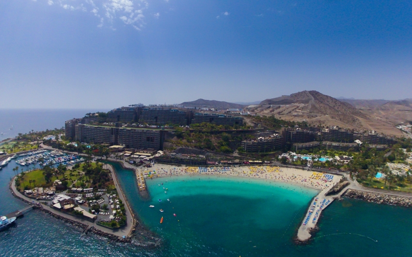 Anfi beach island is heart-shaped and has a swimming area